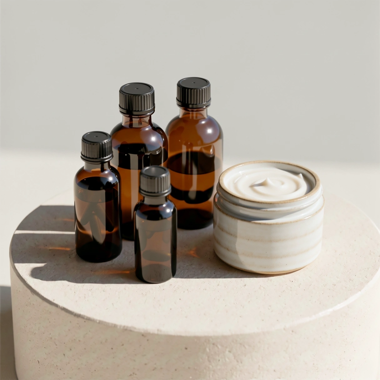 Premium wellness supplements and skincare bottles