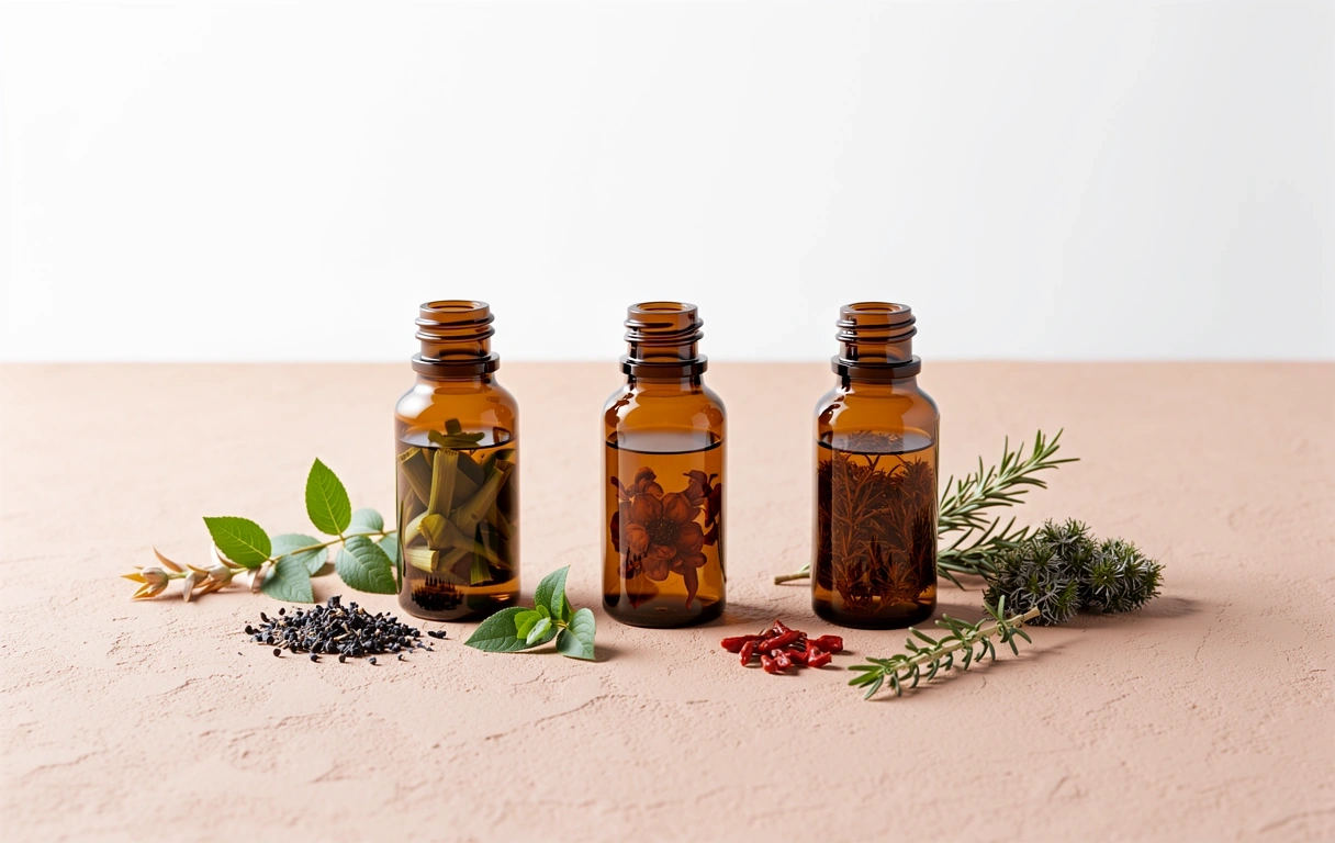 Natural supplements bottles